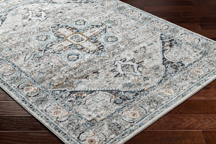 Antique Style Traditional Turkish Design Gray, Charcoal, Teal and Brown Area Rug - The Rug Decor