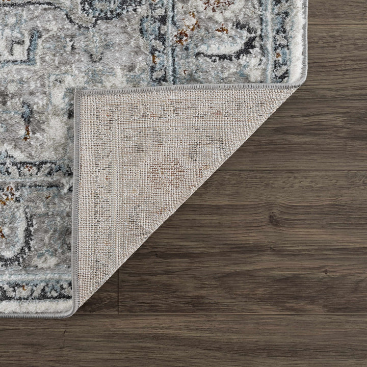 Antique Style Traditional Turkish Design Gray, Charcoal, Teal and Brown Area Rug - The Rug Decor
