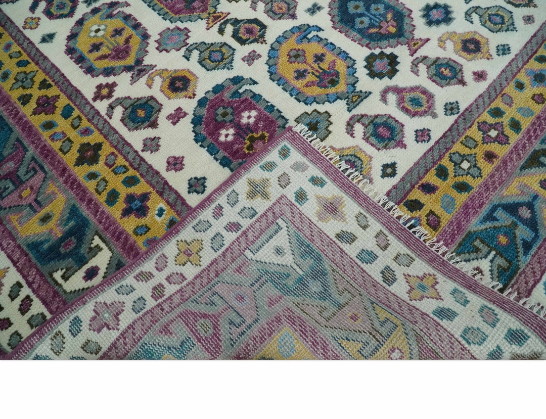 Antique Turkish 8x10, 9x12, 10x14 and 12x15 Hand Knotted Ivory, Gold and Pink Persian Rug | TRDCP1072 - The Rug Decor