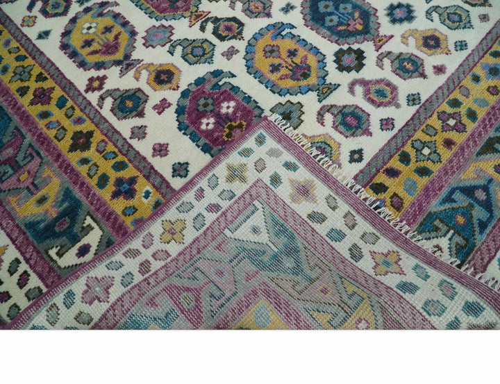 Antique Turkish 8x10, 9x12, 10x14 and 12x15 Hand Knotted Ivory, Gold and Pink Persian Rug | TRDCP1072 - The Rug Decor