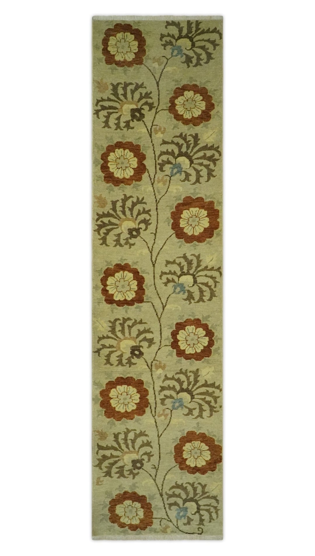 Antique Turkish Floral 8x10, 6x9, 4x6 and 2.6x10 Hand Knotted Beige, Olive and Rust Floral Persian Rug | AC5 - The Rug Decor