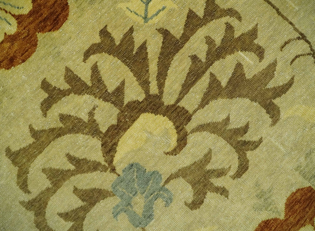 Antique Turkish Floral 8x10 Hand Knotted Beige, Olive and Rust Floral Persian Rug | AC5810 - The Rug Decor