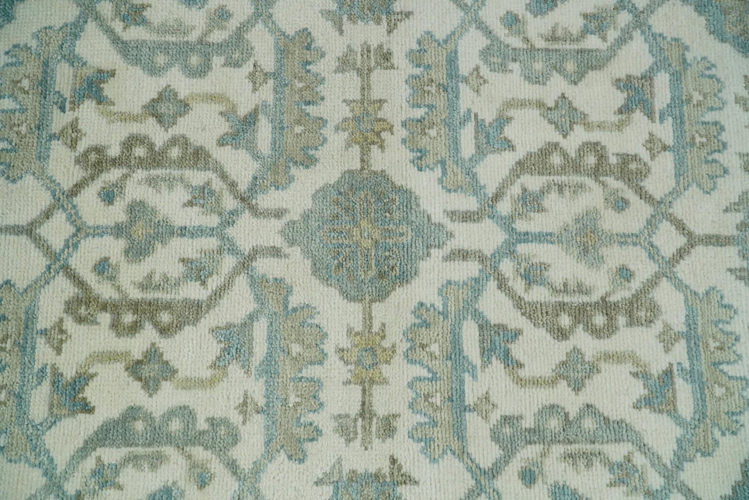 Antique Turkish Oushak 8x10 Beige and Blue Hand Knotted Large Wool Area Rug | TRDCP428810 - The Rug Decor