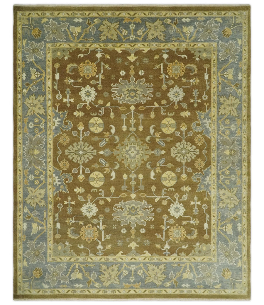 Antique Turkish Oushak 8x10 Hand Knotted Brown and Gray Persian Rug | AC23810 - The Rug Decor