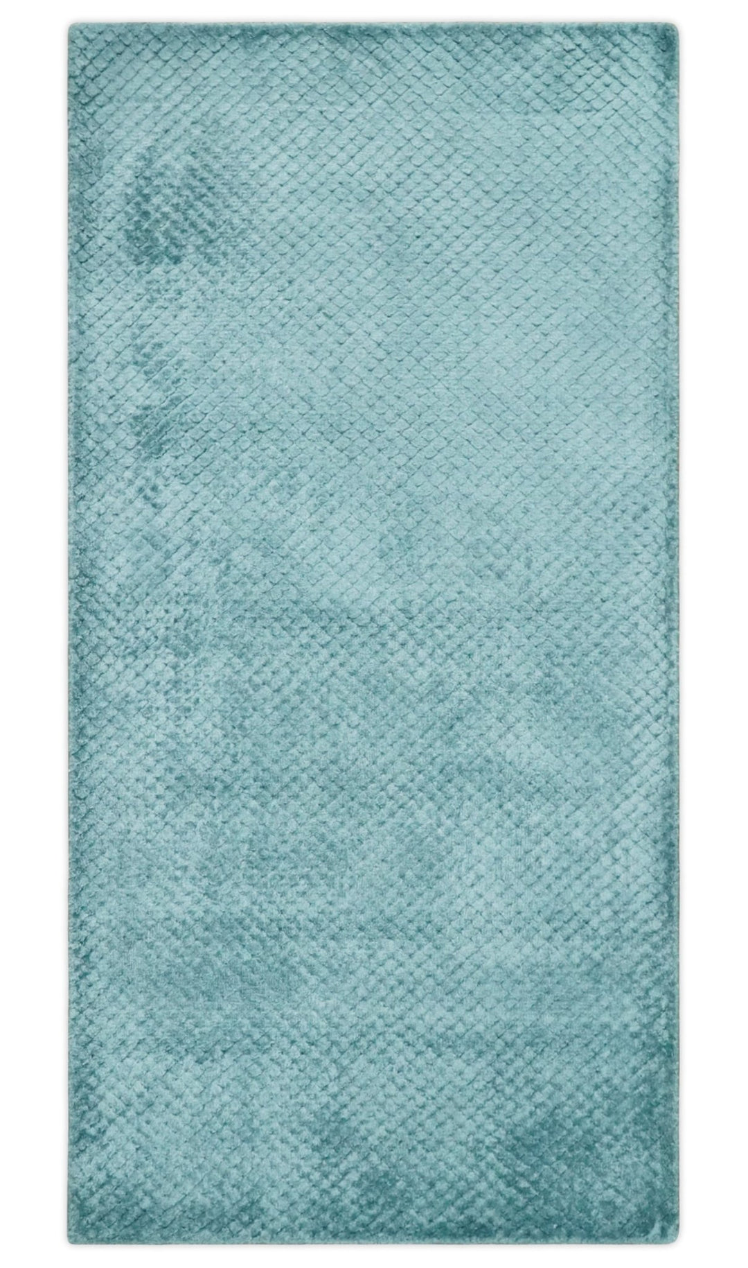 Aqua 2x4 Modern Geometrical Cross Square Hand Made Blue Art silk Area Rug | N4624 - The Rug Decor