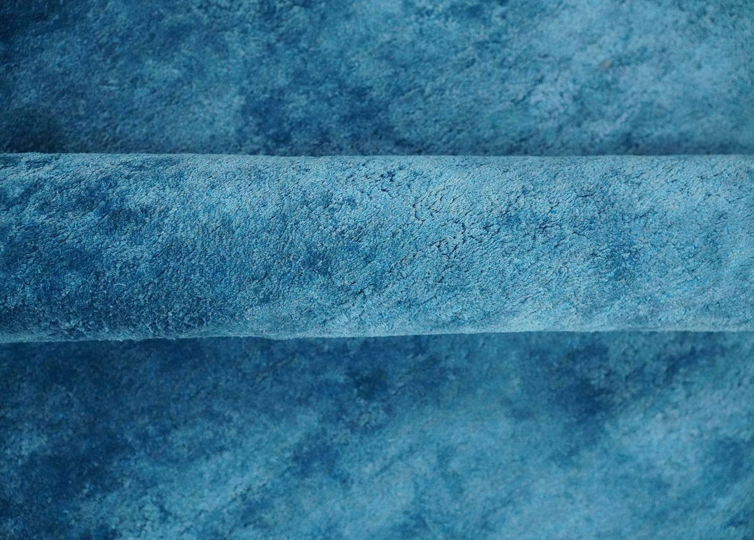 Art Silk 4x4 Round Modern Blue blended Art Silk Rug entryway, bedside rug - The Rug Decor