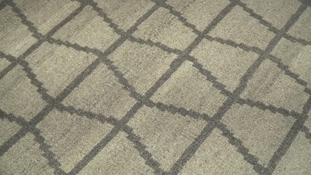 Modern Beige and Brown Geometric Scandinavian 5x7 Blended Wool Flatwoven Area Rug | HL24