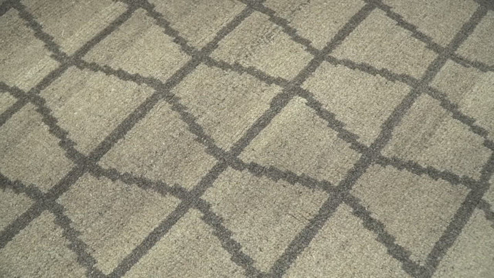 Modern Beige and Brown Geometric Scandinavian 5x7 Blended Wool Flatwoven Area Rug | HL24