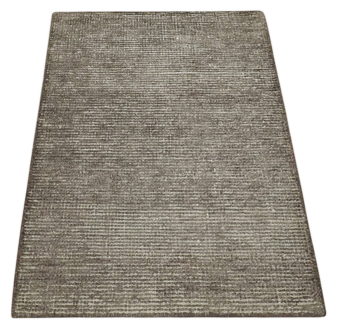 Bamboo Silk 2x3 Hand Knotted Solid Brown Rug, Low Pile, No Shedding | N6123 - The Rug Decor