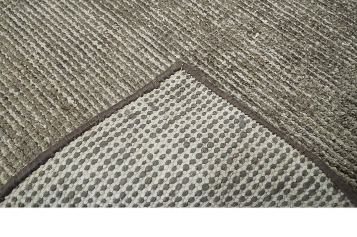 Bamboo Silk 2x3 Hand Knotted Solid Brown Rug, Low Pile, No Shedding | N6123 - The Rug Decor
