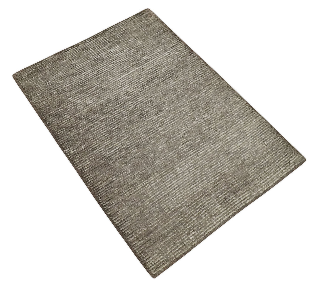 Bamboo Silk 2x3 Hand Knotted Solid Brown Rug, Low Pile, No Shedding | N6123 - The Rug Decor