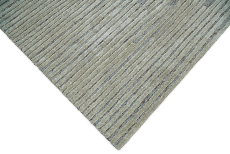 Beige and Blue Handmade 8x10 Wool and Silk Area rug made with fine wool - The Rug Decor