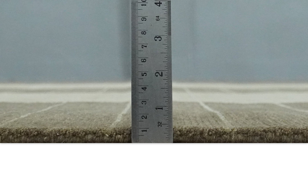 Beige and Brown Modern Geometrical Hand loom 5x8 wool and Art Silk area Rug - The Rug Decor