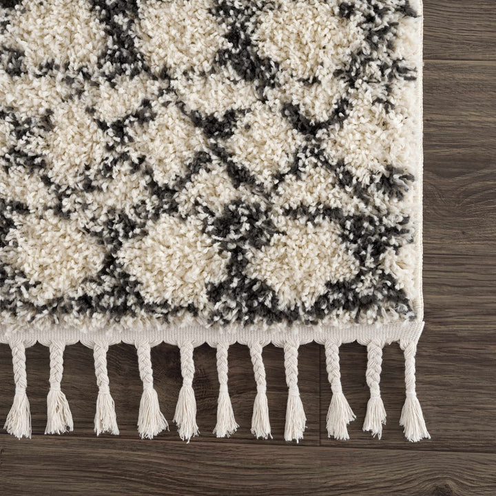 Beige and Charcoal Geometrical Design Moroccan Style Area Rug - The Rug Decor