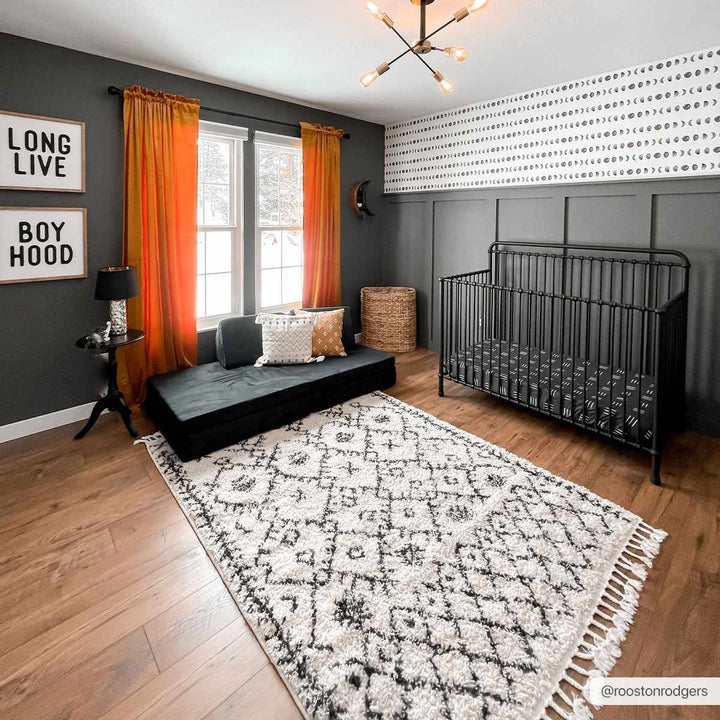 Beige and Charcoal Geometrical Design Moroccan Style Tribal Trellis Rug - The Rug Decor