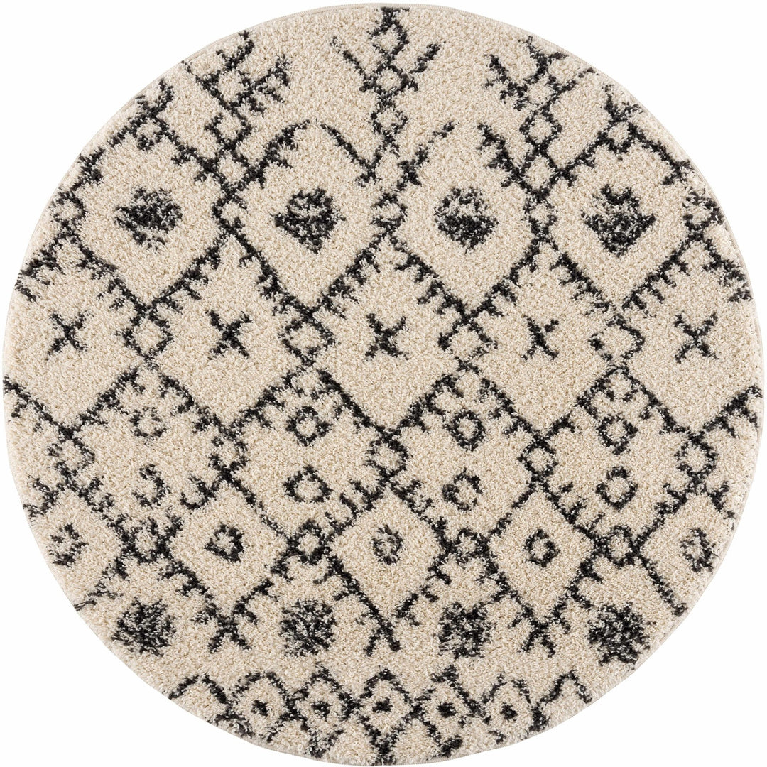 Beige and Charcoal Geometrical Design Moroccan Style Tribal Trellis Rug - The Rug Decor
