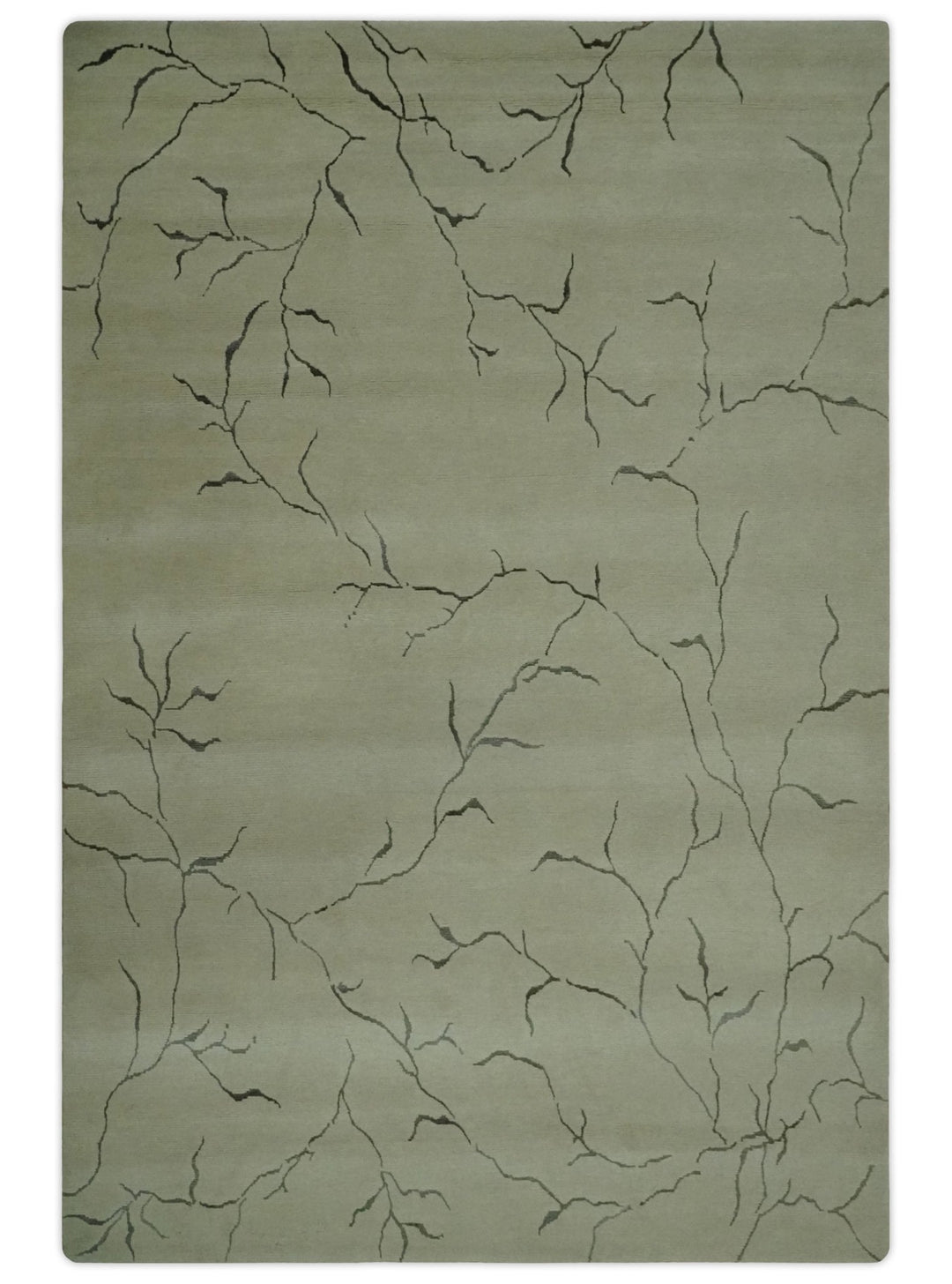 Beige and Charcoal Hand loom Crack Design 6x9 wool and Art Silk Area Rug - The Rug Decor