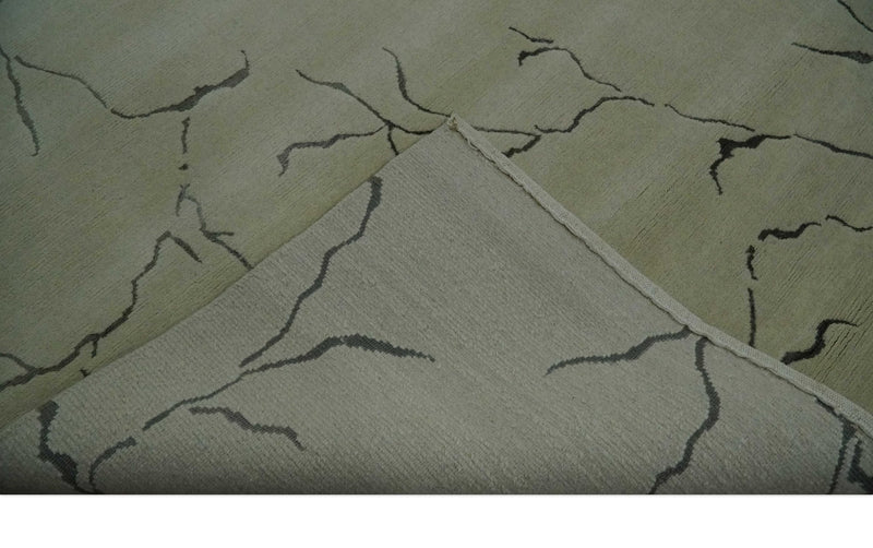 Beige and Charcoal Hand loom Crack Design 6x9 wool and Art Silk Area Rug - The Rug Decor