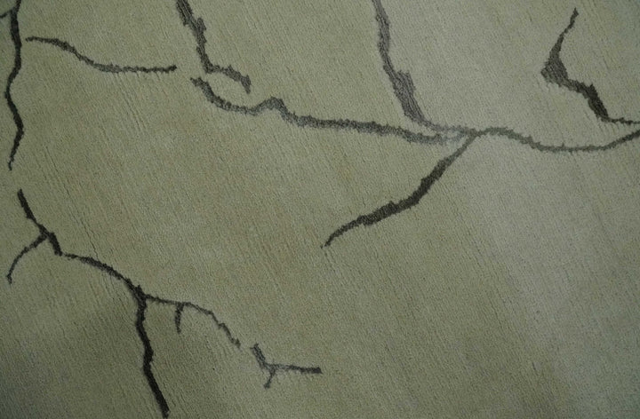 Beige and Charcoal Hand loom Crack Design 6x9 wool and Art Silk Area Rug - The Rug Decor