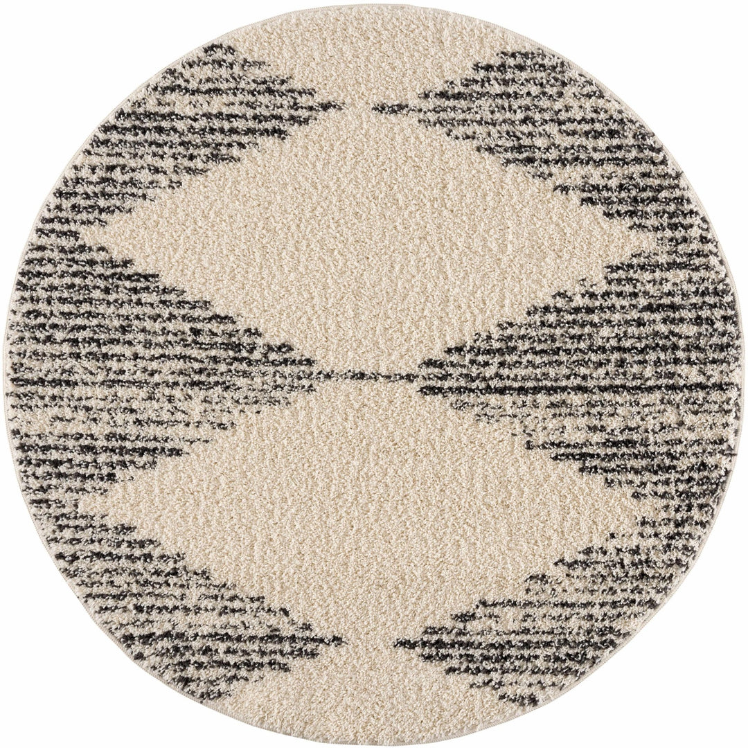 Beige and Charcoal Modern Geometrical Plush Pile Moroccan Style Area Rug - The Rug Decor