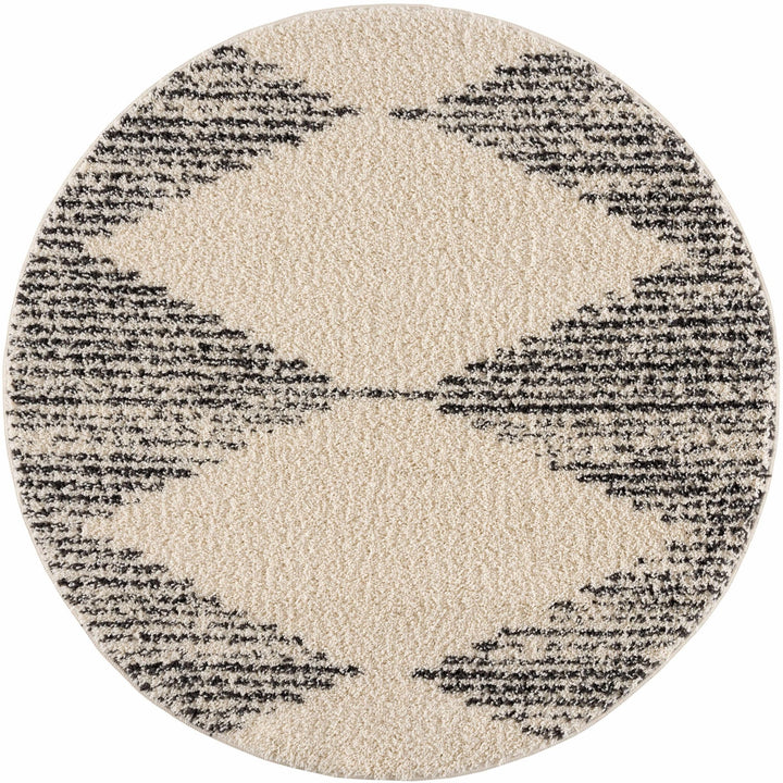 Beige and Charcoal Modern Geometrical Plush Pile Moroccan Style Area Rug - The Rug Decor