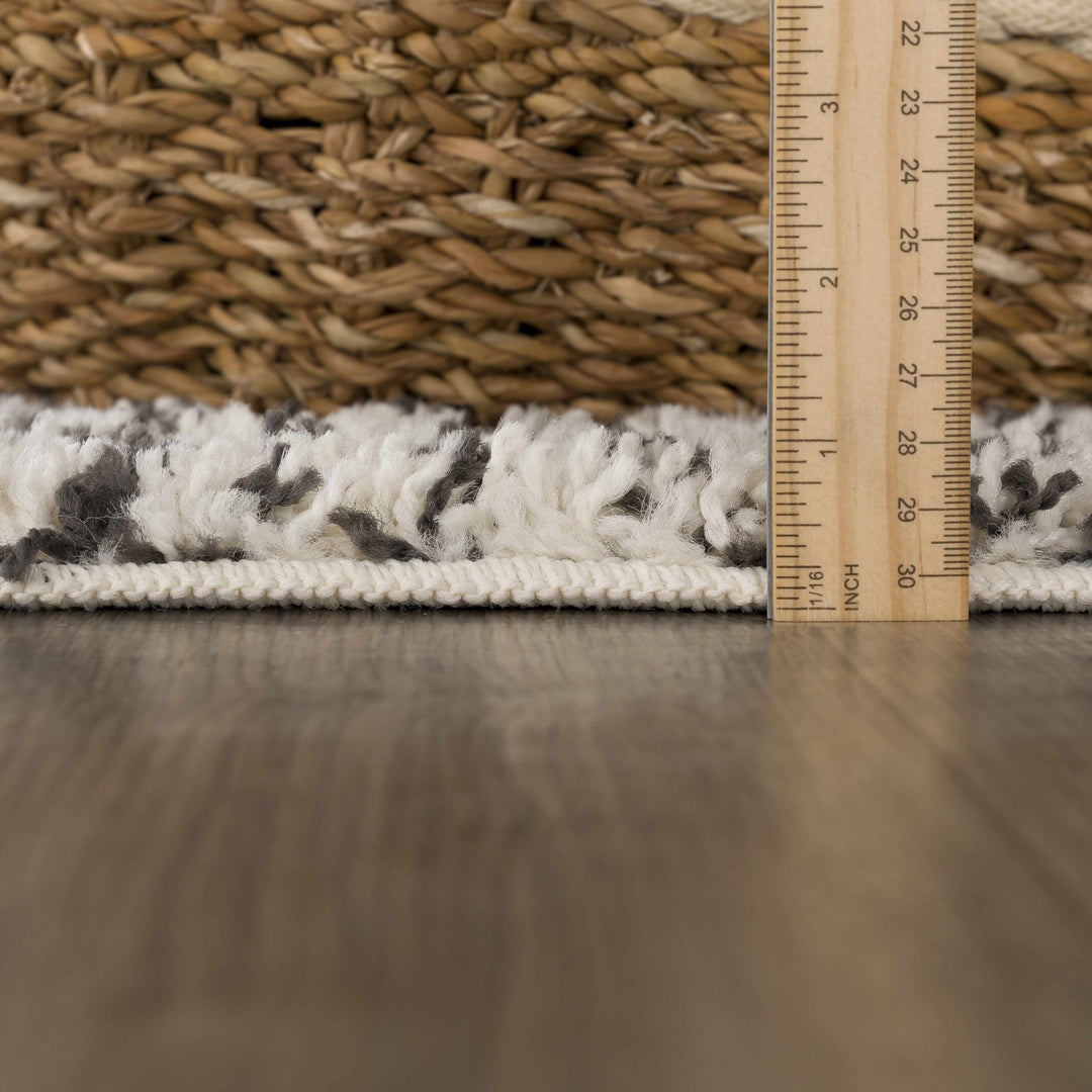 Beige and Charcoal Modern Geometrical Plush Pile Moroccan Style Area Rug - The Rug Decor