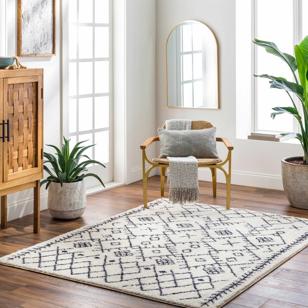 Beige and Charcoal Woven Stripes Pattern easy washable tribal design Rug - The Rug Decor