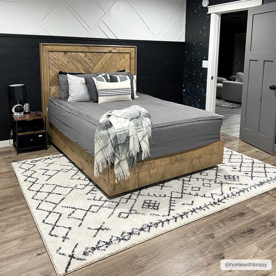Beige and Charcoal Woven Stripes Pattern easy washable tribal design Rug - The Rug Decor