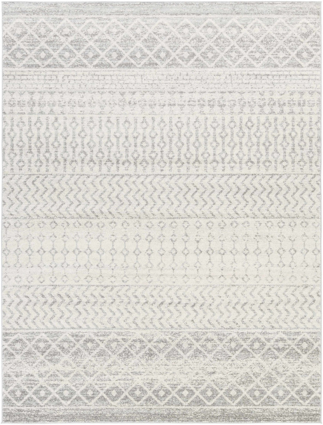 Beige and Gray Tribal Look Traditional Geometrical Design Multi Size Machine Woven Rug - The Rug Decor