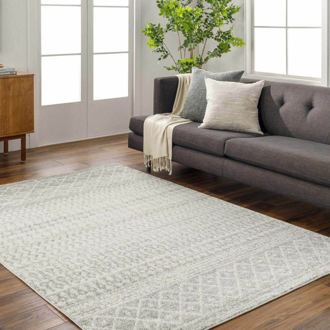 Beige and Gray Tribal Look Traditional Geometrical Design Multi Size Machine Woven Rug - The Rug Decor