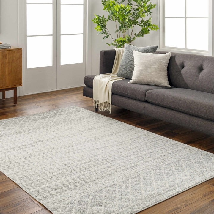 Beige and Gray Tribal Look Traditional Geometrical Design Multi Size Machine Woven Rug - The Rug Decor