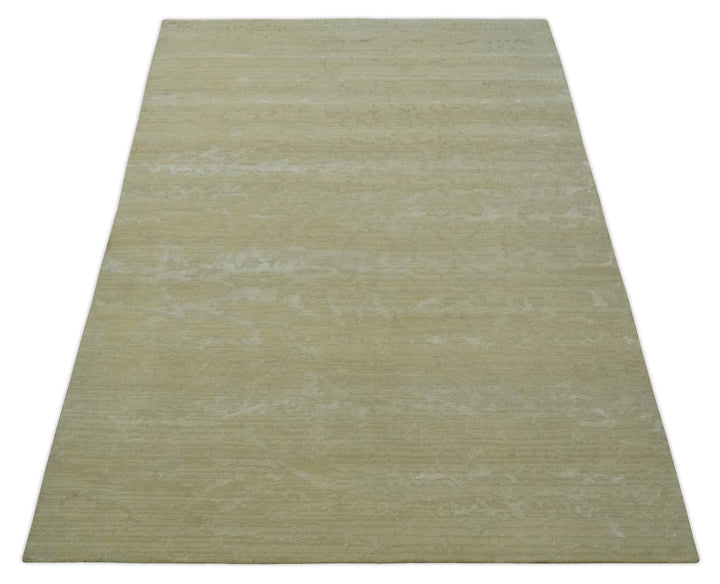 Beige and Ivory Modern Abstract Hand loom 5x8 wool And Art Silk Area Rug - The Rug Decor