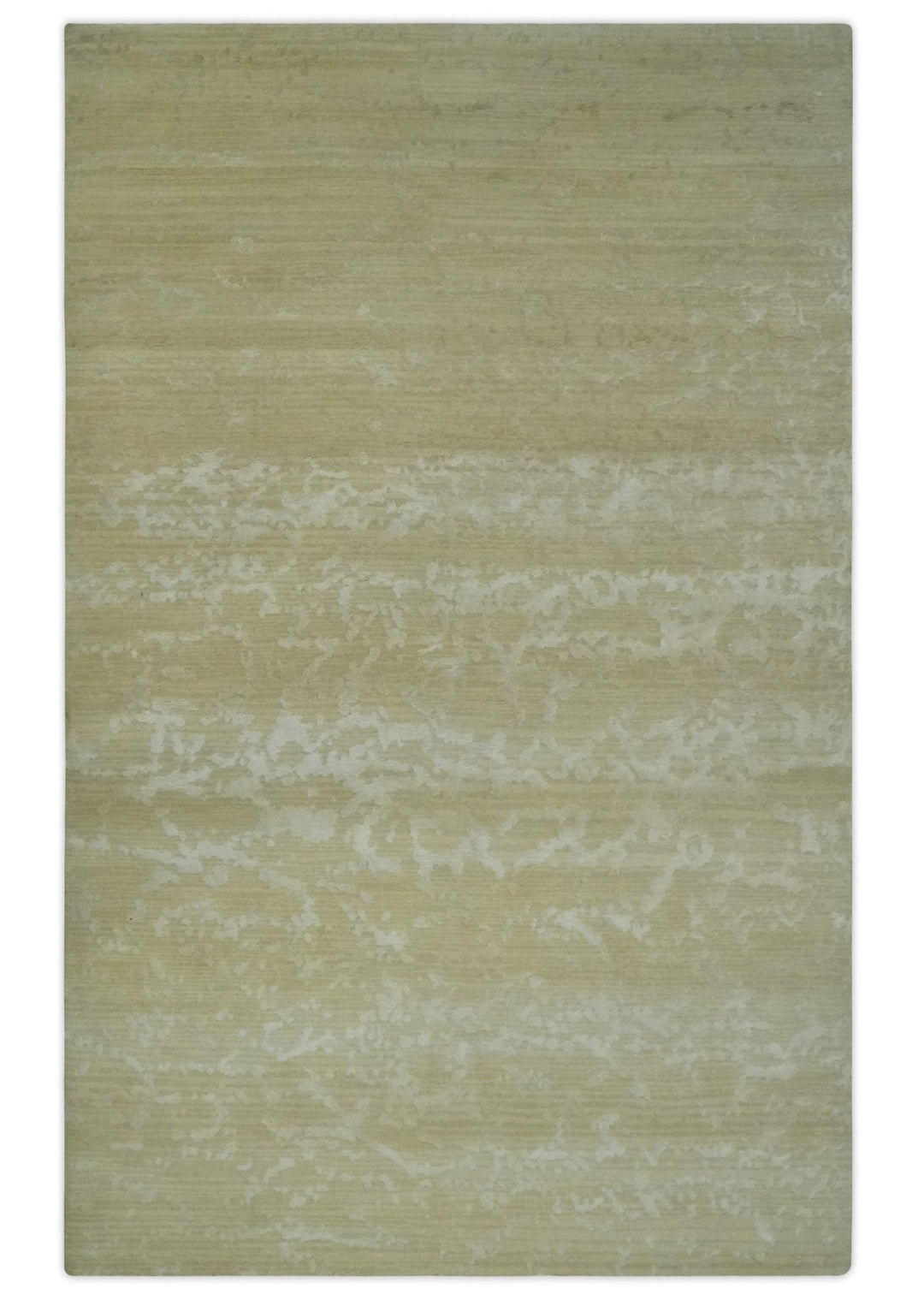 Beige and Ivory Modern Abstract Hand loom 5x8 wool And Art Silk Area Rug - The Rug Decor