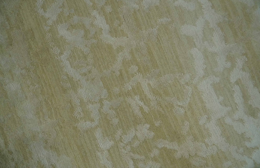 Beige and Ivory Modern Abstract Hand loom 5x8 wool And Art Silk Area Rug - The Rug Decor