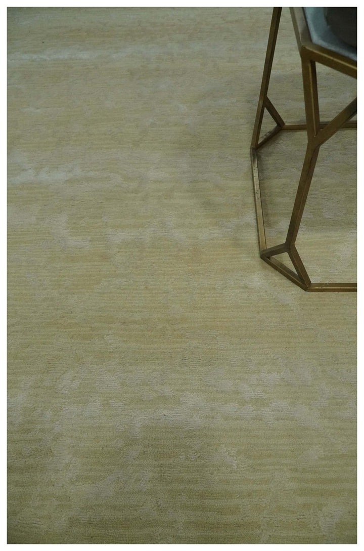 Beige and Ivory Modern Abstract Hand loom 5x8 wool And Art Silk Area Rug - The Rug Decor