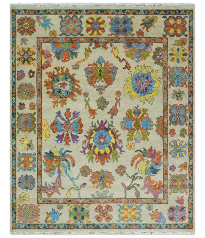 Beige and Rust 6x9, 8x10, 9x12, 10x14 and 12x15 Wool Traditional Persian Colorful Hand knotted Oushak Area Rug | TRDCP1071 - The Rug Decor