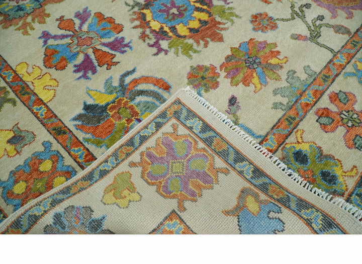 Beige and Rust 6x9, 8x10, 9x12, 10x14 and 12x15 Wool Traditional Persian Colorful Hand knotted Oushak Area Rug | TRDCP1071 - The Rug Decor