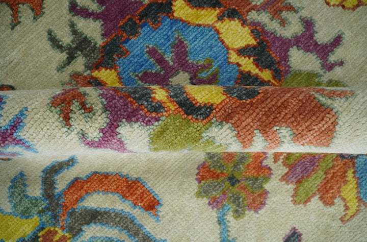 Beige and Rust 6x9, 8x10, 9x12, 10x14 and 12x15 Wool Traditional Persian Colorful Hand knotted Oushak Area Rug | TRDCP1071 - The Rug Decor