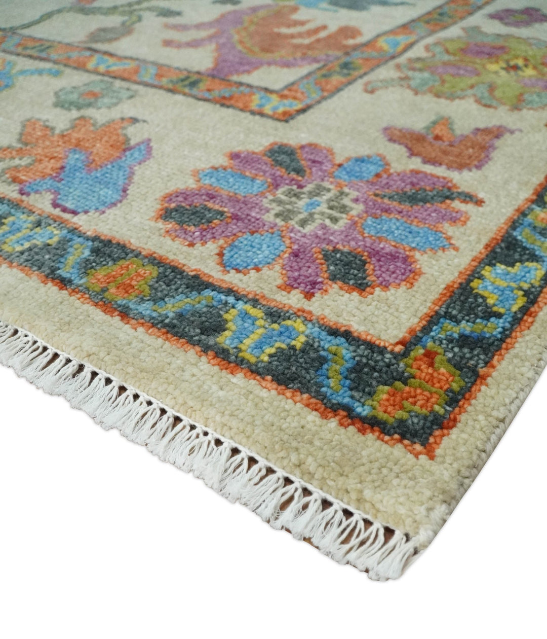 Beige and Rust 6x9, 8x10, 9x12, 10x14 and 12x15 Wool Traditional Persian Colorful Hand knotted Oushak Area Rug | TRDCP1071 - The Rug Decor