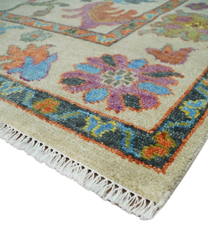 Beige and Rust 6x9, 8x10, 9x12, 10x14 and 12x15 Wool Traditional Persian Colorful Hand knotted Oushak Area Rug | TRDCP1071 - The Rug Decor
