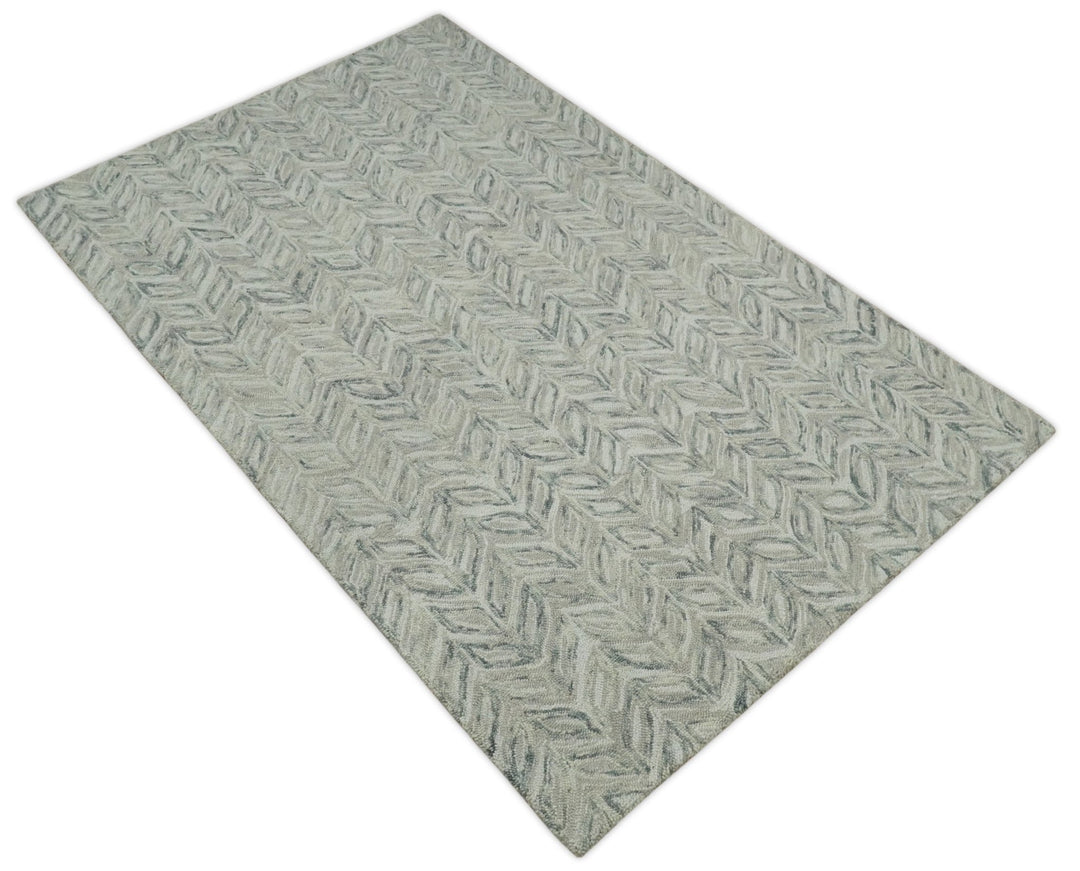 Beige and Silver 6x9, 8x10, 9x12 Hand Tufted Modern Scandinavian Wool Loop Rug | ALCH1M - The Rug Decor