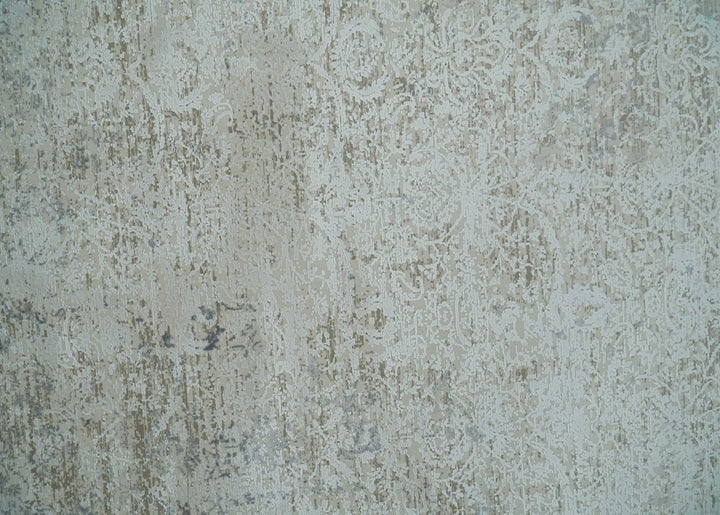 Beige, Brown and Silver Antique Finish, Vintage look, Art Silk Area Rug, Living Room Rug | TRDMM4 - The Rug Decor