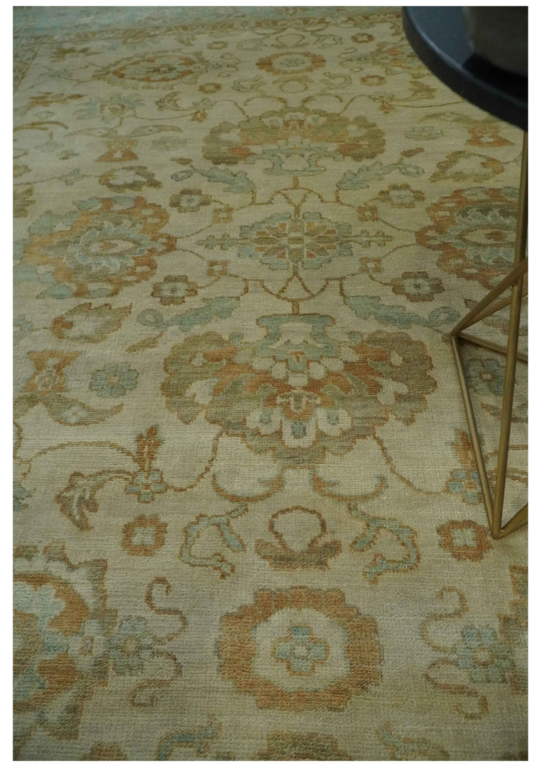 Beige, Gray and Olive Antique Floral Hand knotted Traditional Oushak 8x10 wool Area rug - The Rug Decor