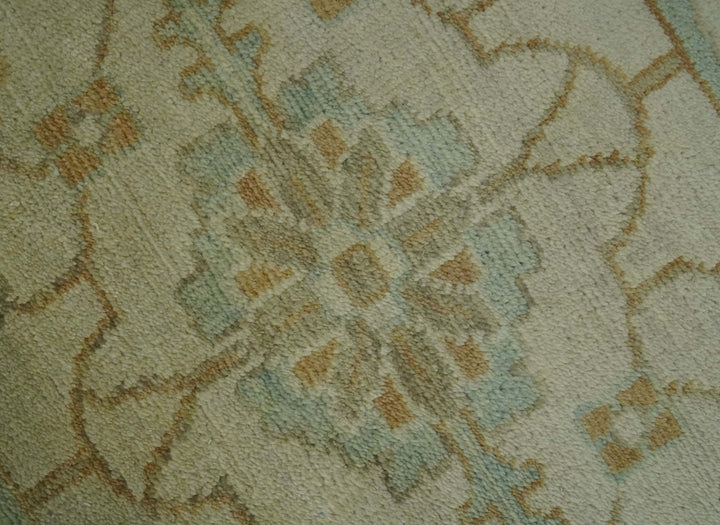 Beige, Gray and Olive Antique Floral Hand knotted Traditional Oushak 8x10 wool Area rug - The Rug Decor