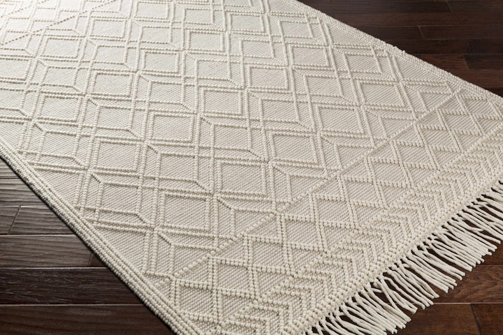 Beige Hand Woven Woolen Chunky and Soft Trellis Wool Area Rug - The Rug Decor