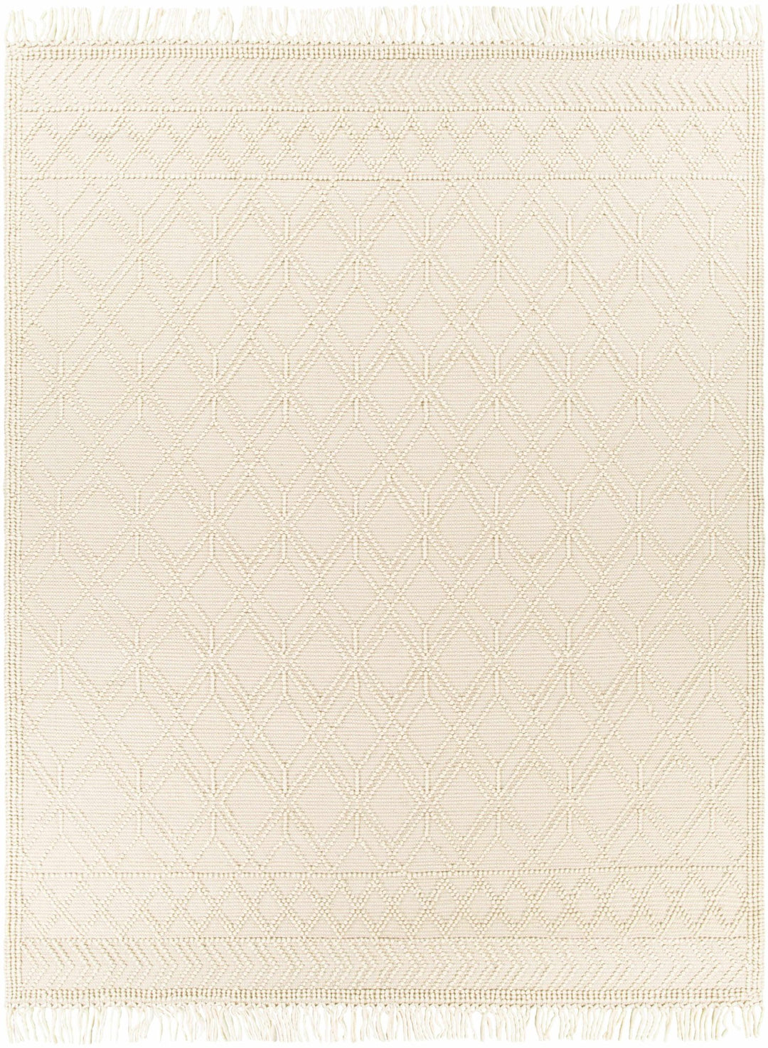 Beige Hand Woven Woolen Chunky and Soft Trellis Wool Area Rug - The Rug Decor