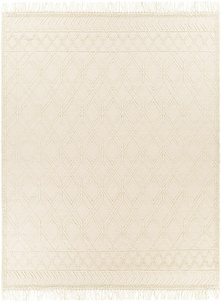 Beige Hand Woven Woolen Chunky and Soft Trellis Wool Area Rug - The Rug Decor