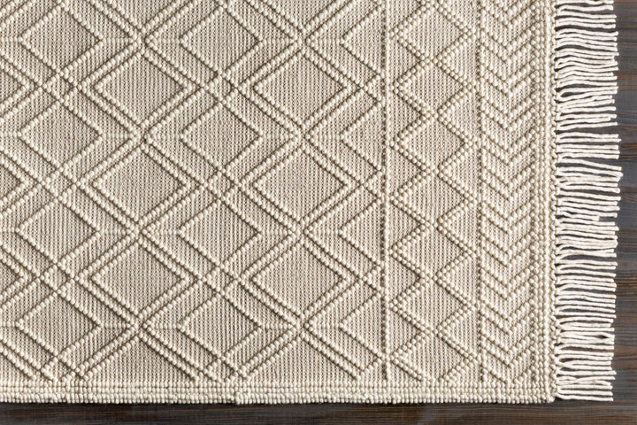 Beige Hand Woven Woolen Chunky and Soft Trellis Wool Area Rug - The Rug Decor