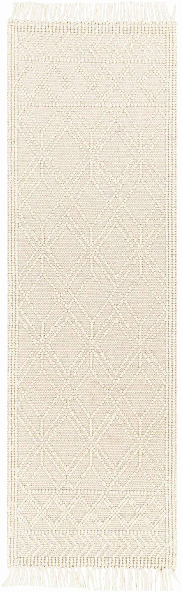 Beige Hand Woven Woolen Chunky and Soft Trellis Wool Area Rug - The Rug Decor