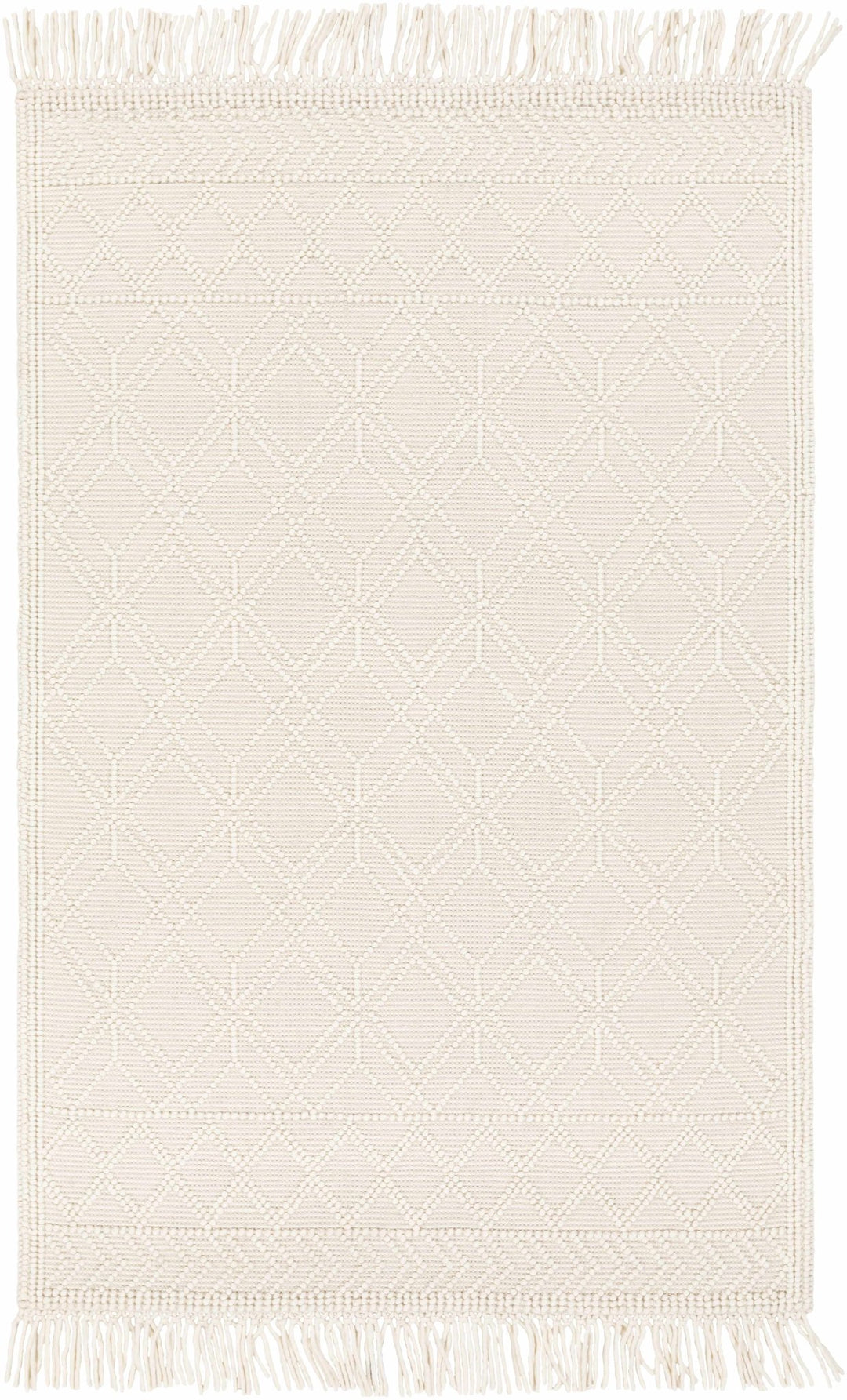 Beige Hand Woven Woolen Chunky and Soft Trellis Wool Area Rug - The Rug Decor